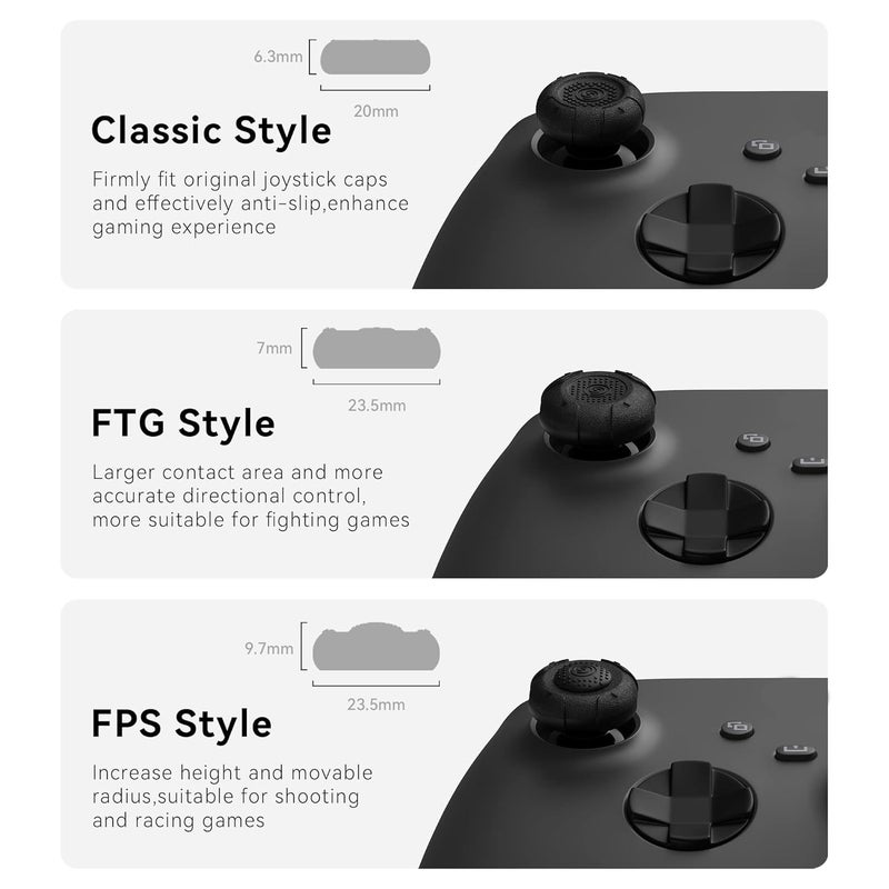 GEEKSHARE Thumb Grip Caps for Xbox One Controller,Silicone Joystick Cover Solid Color Thumbsticks Cover Set Compatible with Xbox Series X,3 Pairs / 6 Pcs (Black) - Image 3